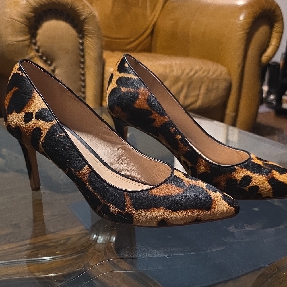 Louise et Cie Leopard Real Cow Hair Fur Heels - Picture 2 of 11